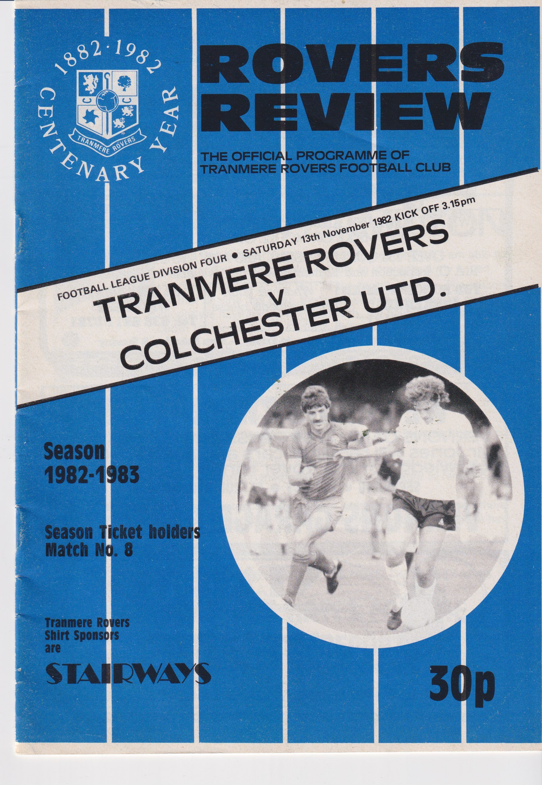 Tranmere Rovers v Colchester United match programme